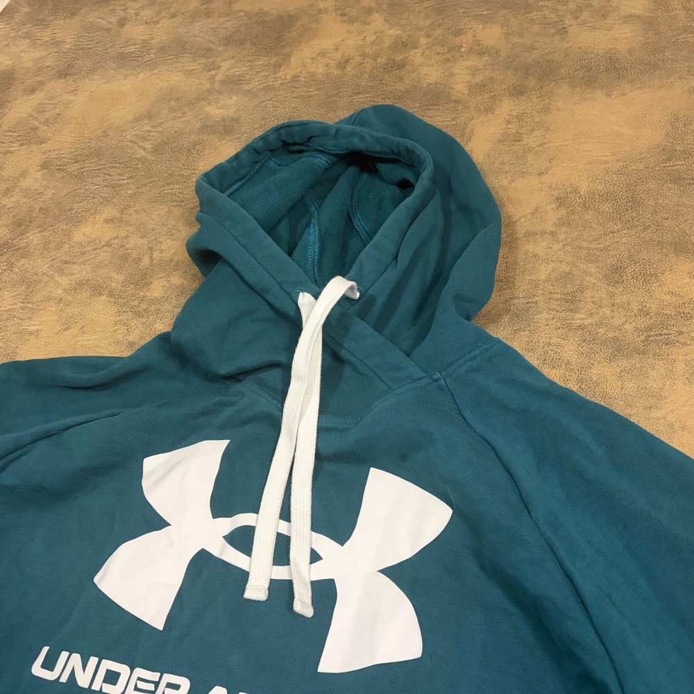 Under Armour Hoodie Womens 1X Teal Green Rival Fleece Logo Pullover Sweatshirt
